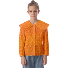 Orange Mosaic Structure Background Kids  Peter Pan Collar Blouse