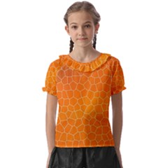 Orange Mosaic Structure Background Kids  Frill Chiffon Blouse