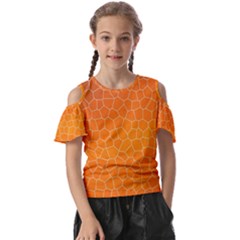 Orange Mosaic Structure Background Kids  Butterfly Cutout T-Shirt