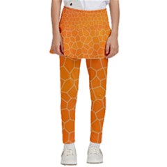 Orange Mosaic Structure Background Kids  Skirted Pants