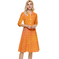 Orange Mosaic Structure Background Classy Knee Length Dress