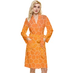 Orange Mosaic Structure Background Long Sleeve Velvet Robe