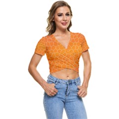 Orange Mosaic Structure Background Short Sleeve Foldover T-Shirt