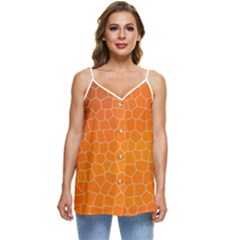 Orange Mosaic Structure Background Casual Spaghetti Strap Chiffon Top