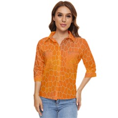 Orange Mosaic Structure Background Women s Quarter Sleeve Pocket Shirt