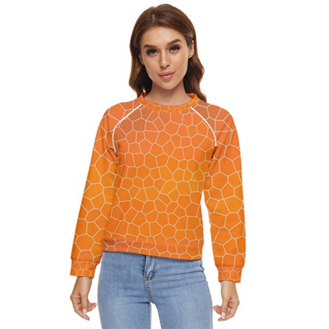 Orange Mosaic Structure Background Women s Long Sleeve Raglan T-shirt by Hannah976