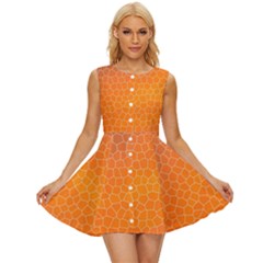 Orange Mosaic Structure Background Sleeveless Button Up Dress