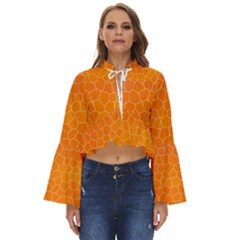 Orange Mosaic Structure Background Boho Long Bell Sleeve Top