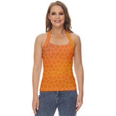 Orange Mosaic Structure Background Basic Halter Top