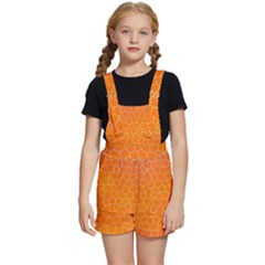 Orange Mosaic Structure Background Kids  Short Overalls