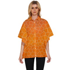 Orange Mosaic Structure Background Women s Batwing Button Up Shirt