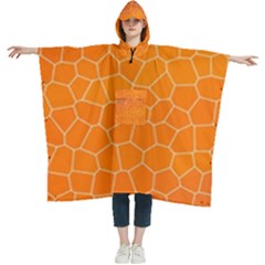 Orange Mosaic Structure Background Women s Hooded Rain Ponchos