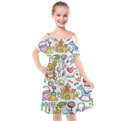 Baby Equipment Child Sketch Hand Kids  Cut Out Shoulders Chiffon Dress