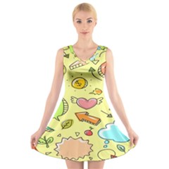 Cute Sketch Child Graphic Funny V-neck Sleeveless Dress