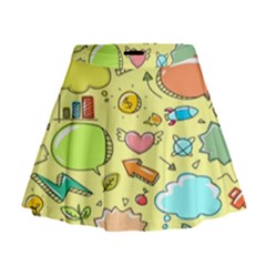 Cute Sketch Child Graphic Funny Mini Flare Skirt by Hannah976