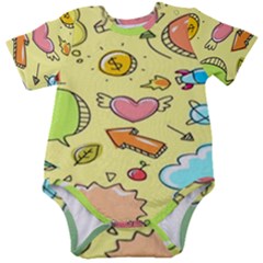 Cute Sketch Child Graphic Funny Baby Short Sleeve Bodysuit by Hannah976