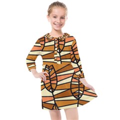 Autumn Leaf Mosaic Seamless Kids  Quarter Sleeve Shirt Dress