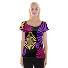 Seamless Halloween Day Of The Dead Cap Sleeve Top