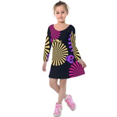 Seamless Halloween Day Of The Dead Kids  Long Sleeve Velvet Dress