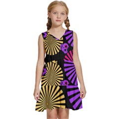 Seamless Halloween Day Of The Dead Kids  Sleeveless Tiered Mini Dress by Hannah976