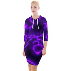 Purple Pattern Background Structure Quarter Sleeve Hood Bodycon Dress