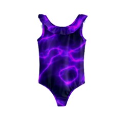 Purple Pattern Background Structure Kids  Frill Swimsuit