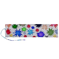 Inks Drops Black Colorful Paint Roll Up Canvas Pencil Holder (l)