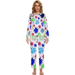 Inks Drops Black Colorful Paint Womens  Long Sleeve Lightweight Pajamas Set by Hannah976