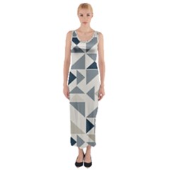 Geometric Triangle Modern Mosaic Fitted Maxi Dress