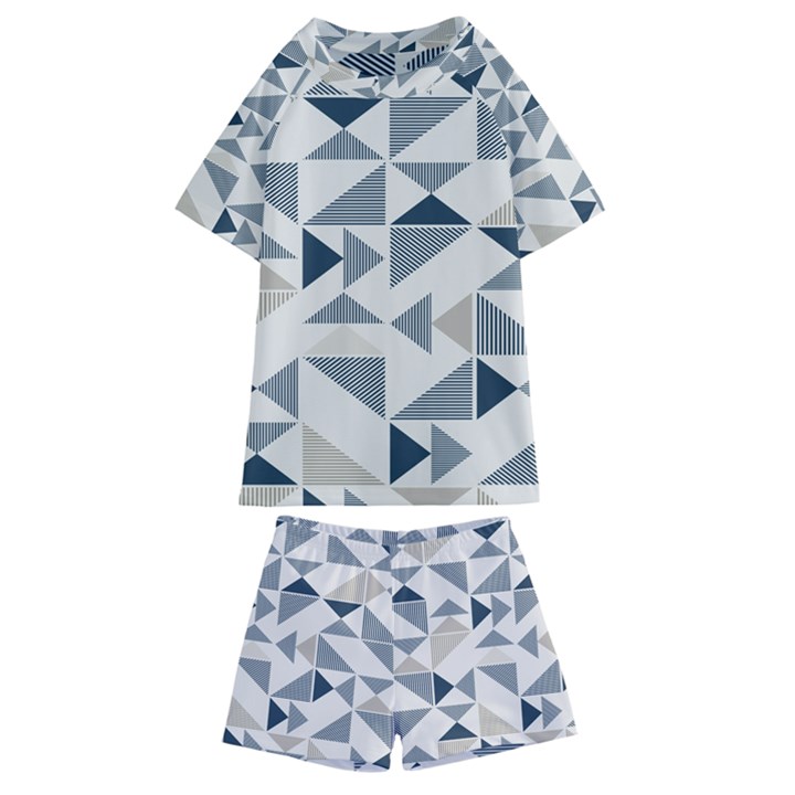 Geometric Triangle Modern Mosaic Kids  Swim T-Shirt and Shorts Set