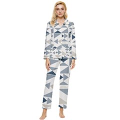 Geometric Triangle Modern Mosaic Womens  Long Sleeve Velvet Pocket Pajamas Set by Hannah976
