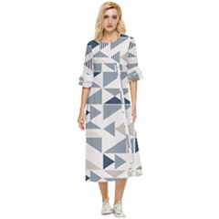 Geometric Triangle Modern Mosaic Double Cuff Midi Dress by Hannah976