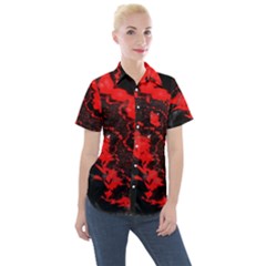 Red Black Fractal Mandelbrot Art Wallpaper Women s Short Sleeve Pocket Shirt