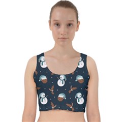 Santa Snowman Velvet Racer Back Crop Top by ConteMonfrey