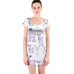 Cute Deers  Short Sleeve Bodycon Dress