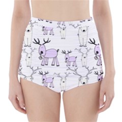 Cute Deers  High-waisted Bikini Bottoms