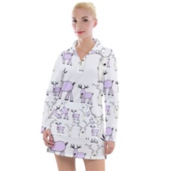 Cute Deers  Women s Long Sleeve Casual Dress