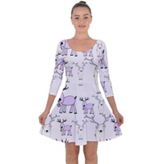 Cute Deers  Quarter Sleeve Skater Dress