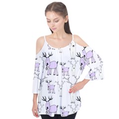 Cute Deers  Flutter Sleeve T-shirt 