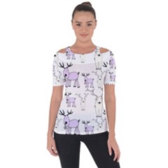 Cute Deers  Shoulder Cut Out Short Sleeve Top