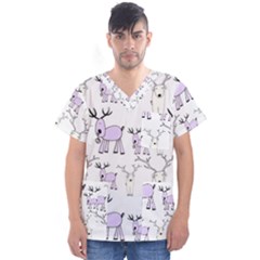 Cute Deers  Men s V-neck Scrub Top