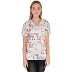 Cute Deers  Women s V-neck Scrub Top