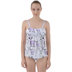 Cute Deers  Twist Front Tankini Set