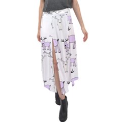 Cute Deers  Velour Split Maxi Skirt