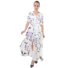 Cute Deers  Waist Tie Boho Maxi Dress