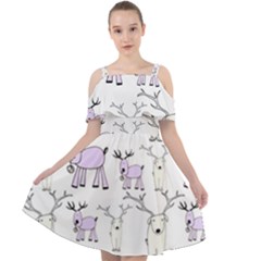 Cute Deers  Cut Out Shoulders Chiffon Dress