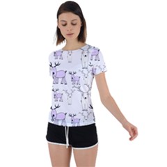 Cute Deers  Back Circle Cutout Sports T-shirt