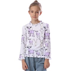 Cute Deers  Kids  Frill Detail T-shirt