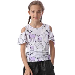 Cute Deers  Kids  Butterfly Cutout T-shirt