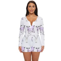 Cute Deers  Long Sleeve Boyleg Swimsuit